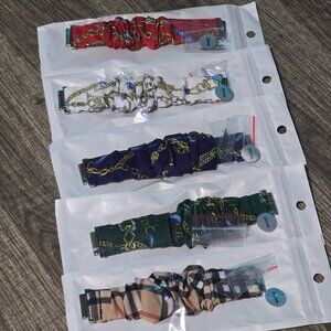 5 Pack Bundle -Chain Pattern 20mm Scrunchie Watchband for Samsung and Watch Lot